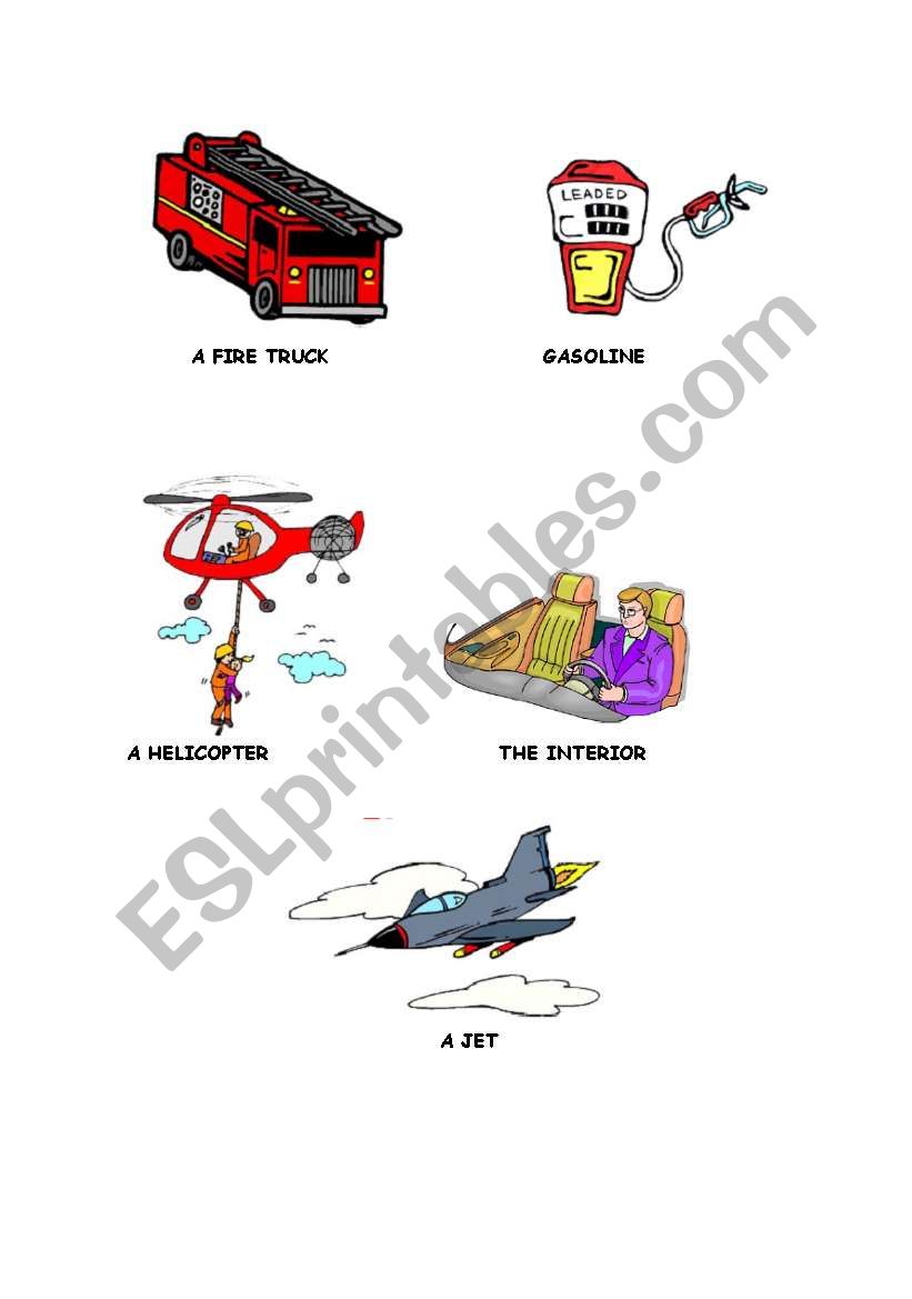 TRANSPORT FLASHCARDS worksheet