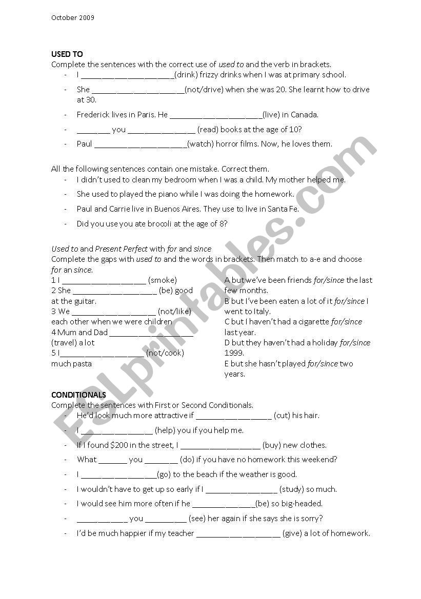 Use of English- Revision worksheet