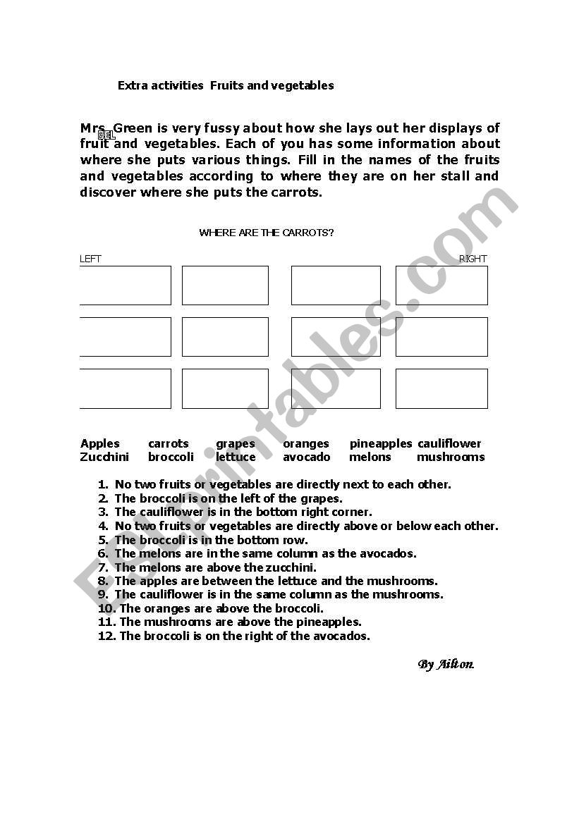 GAME - Find the carrots worksheet