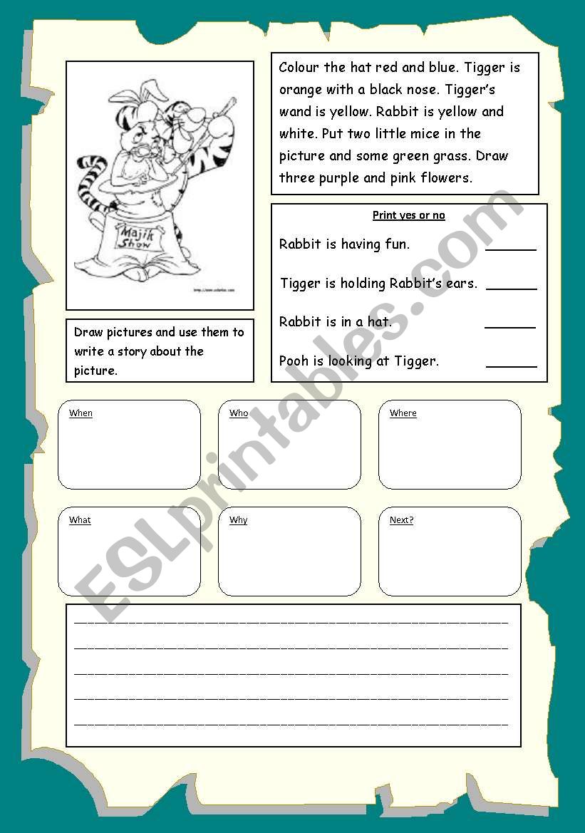 Tigger does magic worksheet