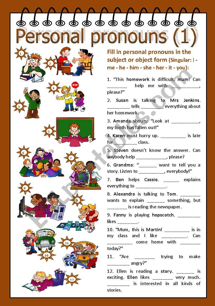 Personal pronouns 1 worksheet