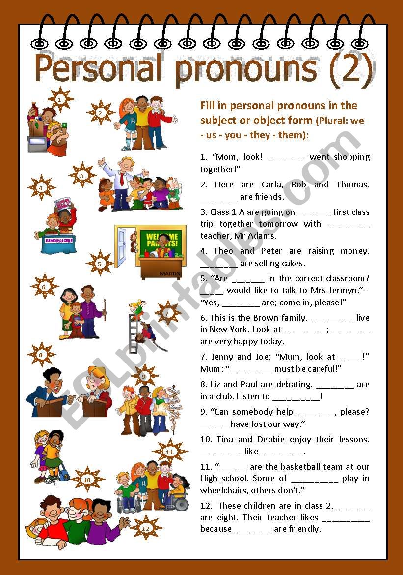 Personal pronouns 2 worksheet