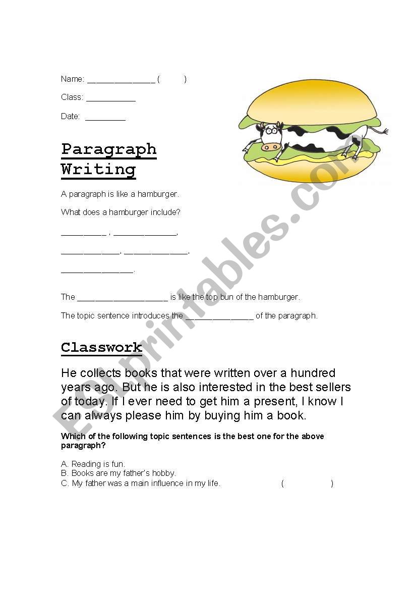 Paragraph Writing worksheet