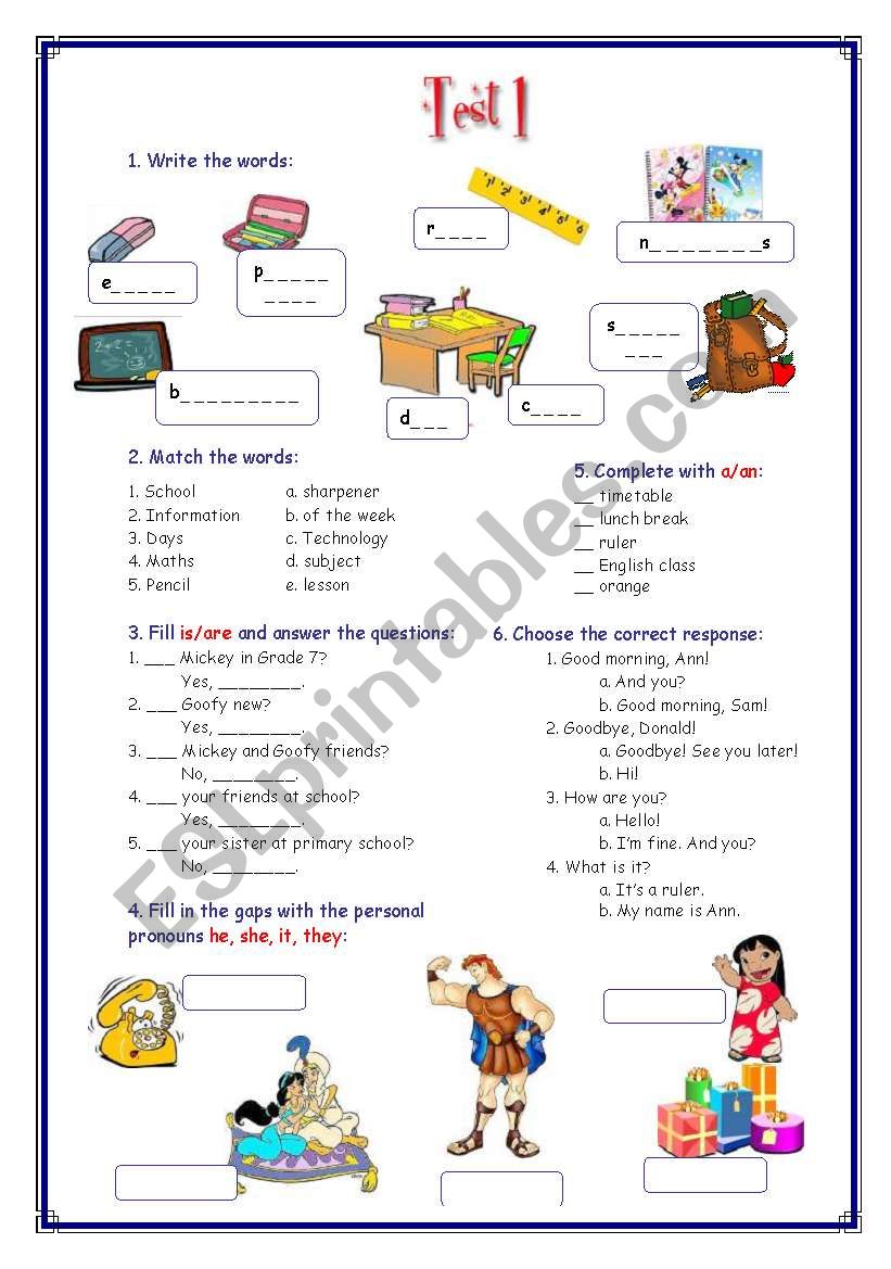 My English Portfolio 11 (Test 1) + Separators