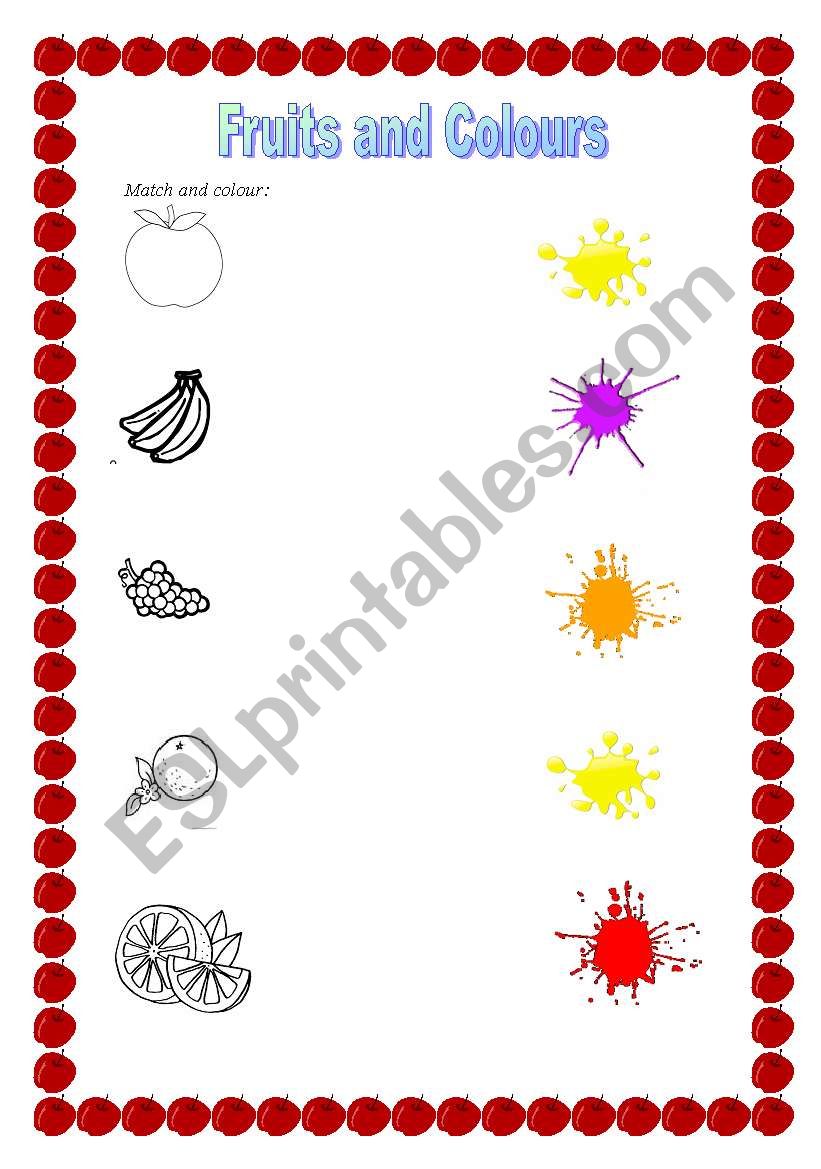 Fruits and colours worksheet