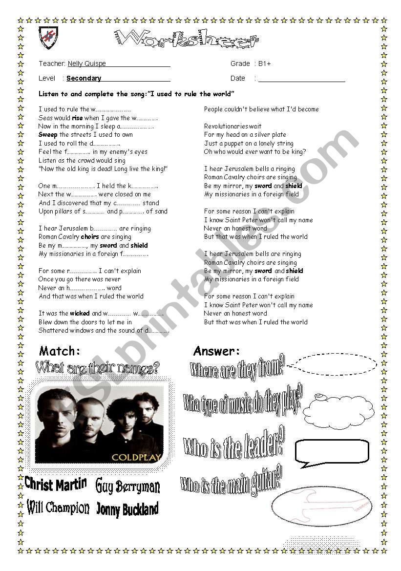 listen to the song! worksheet