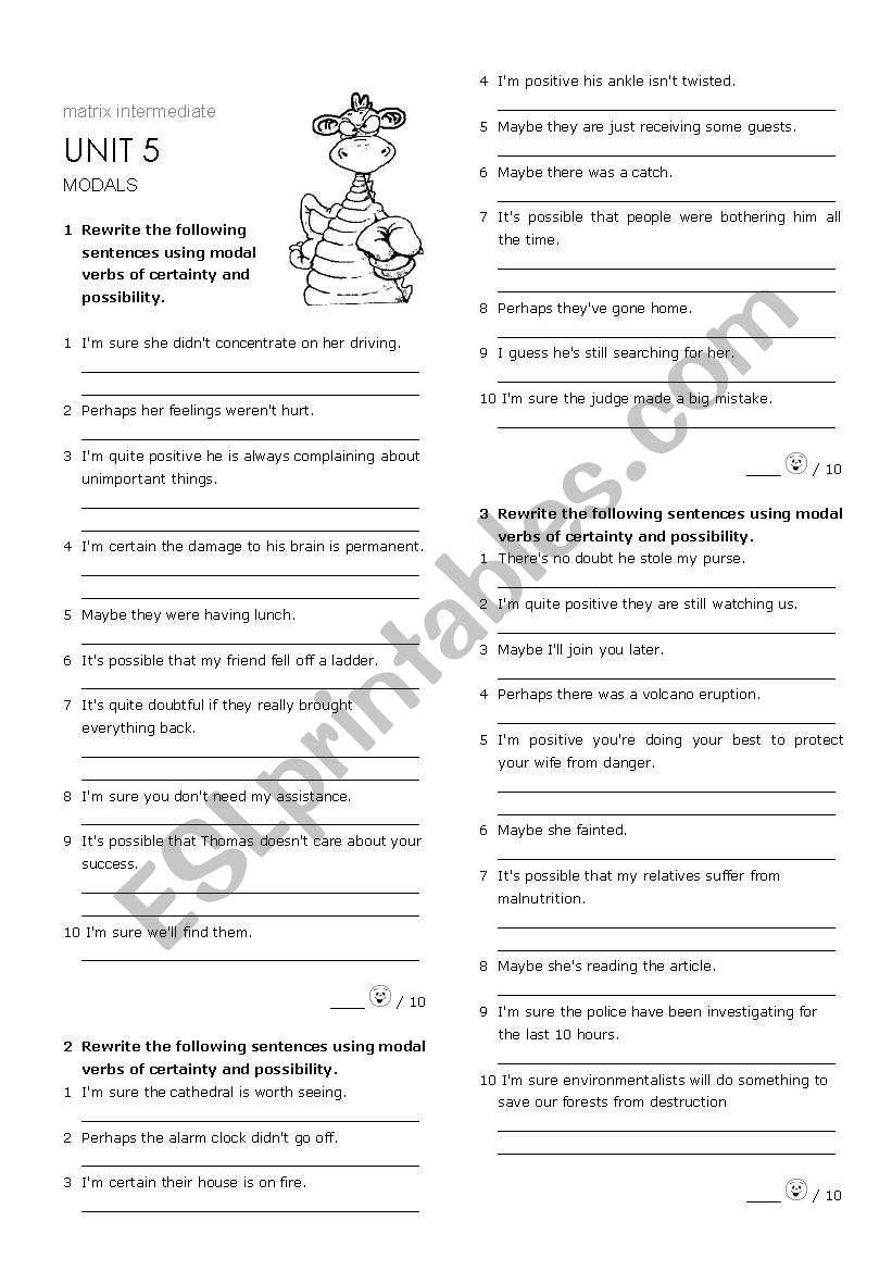 Modals verbs worksheet