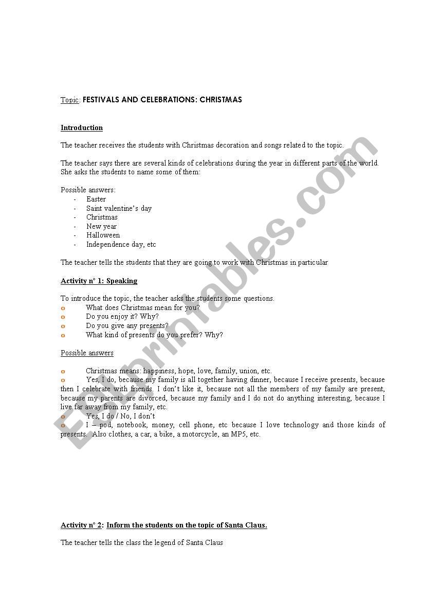 CHRISTMAS WORKSHOP worksheet