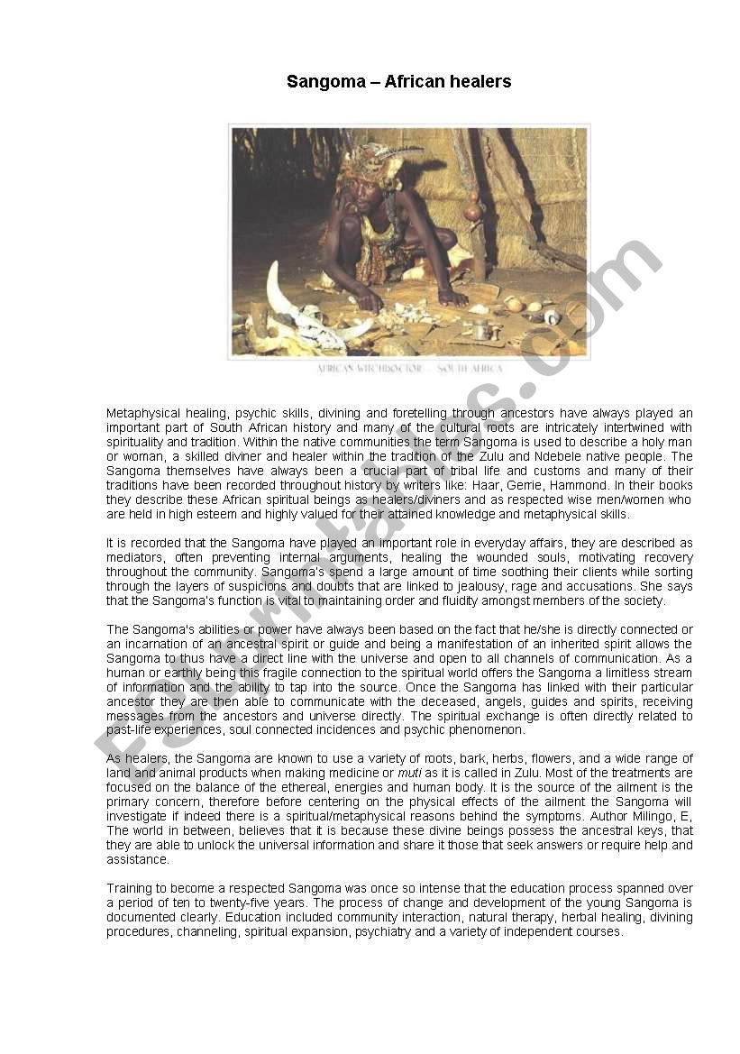 Sangoma worksheet Sangoma worksheet