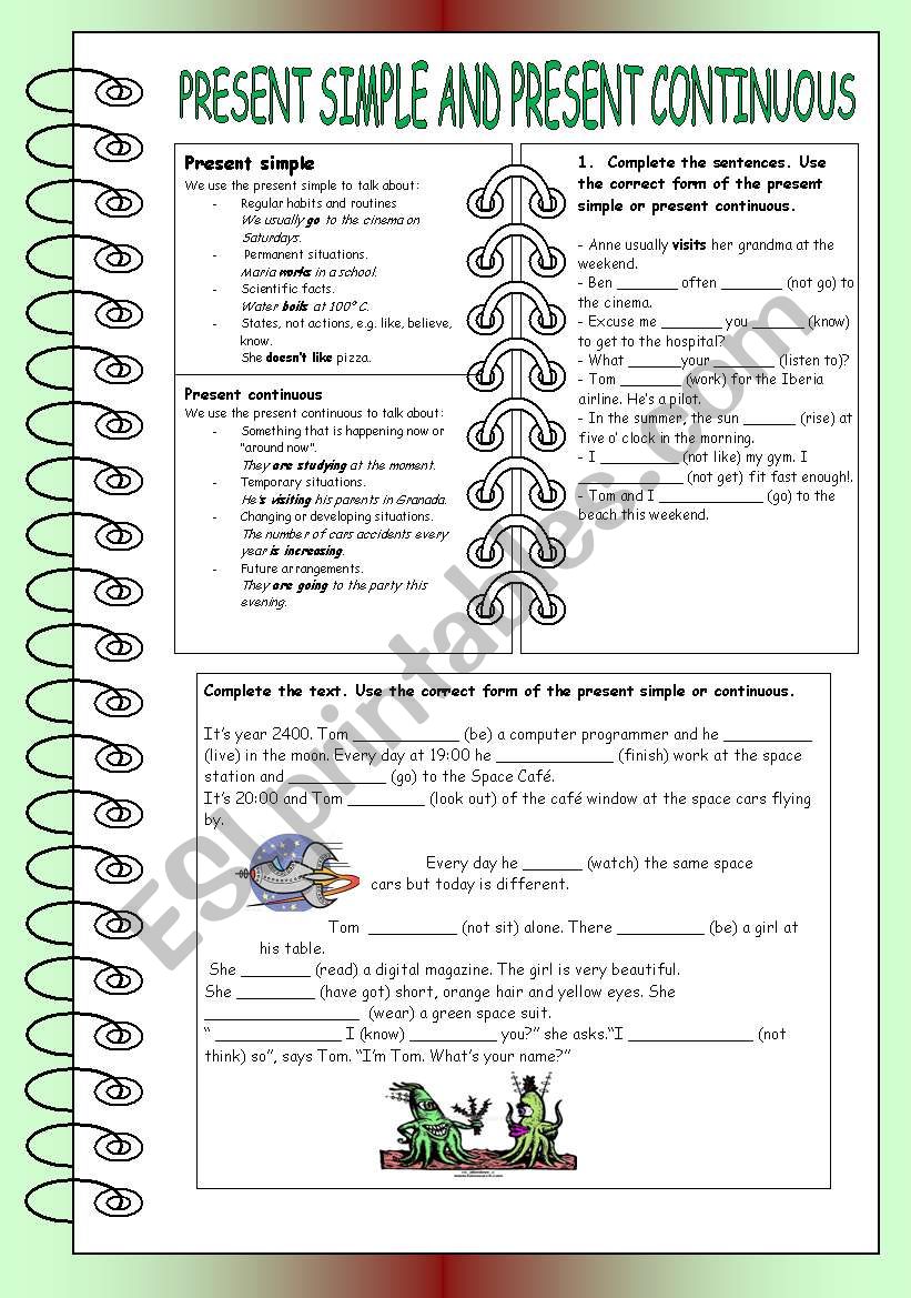 Present simple or continuous worksheet