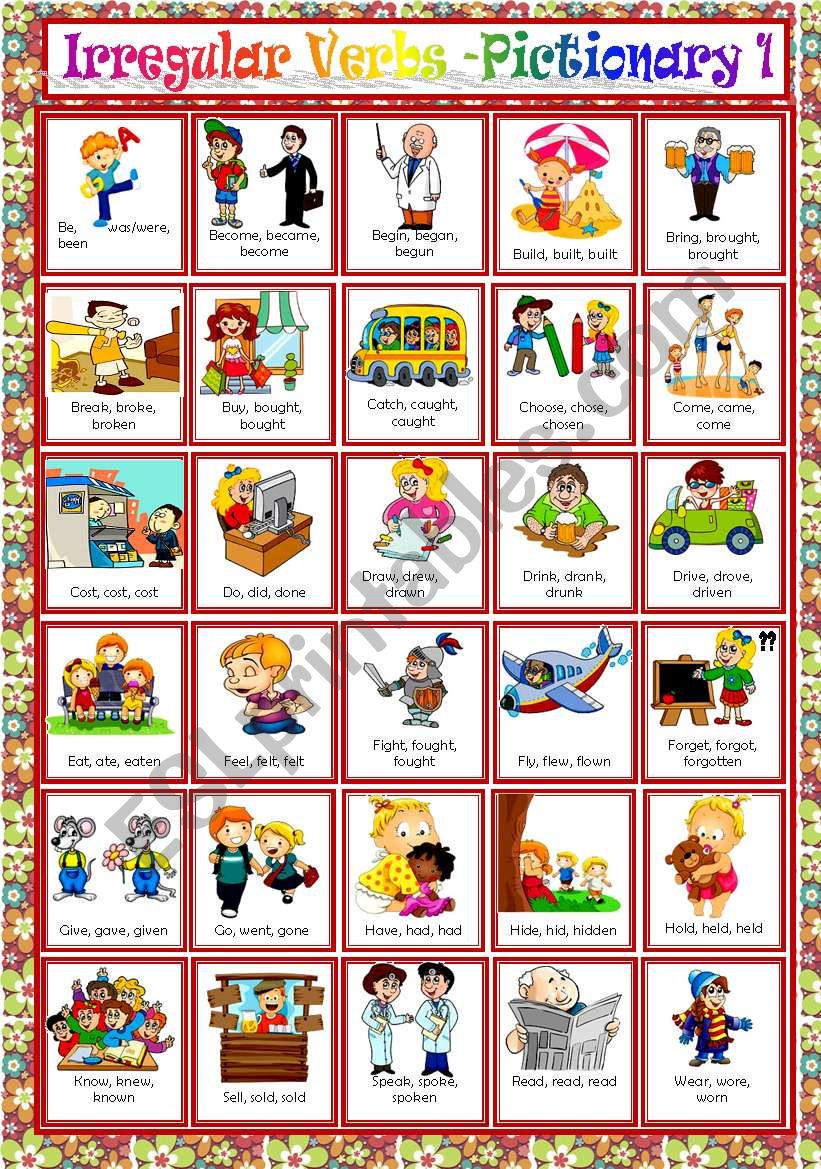 IRREGULAR VERBS - PICTIONARY 1