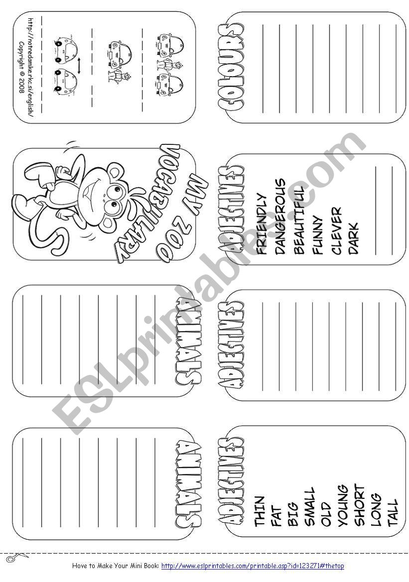 My Zoo Vocabulary Mini Book worksheet