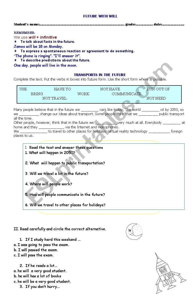 Future with WILL worksheet