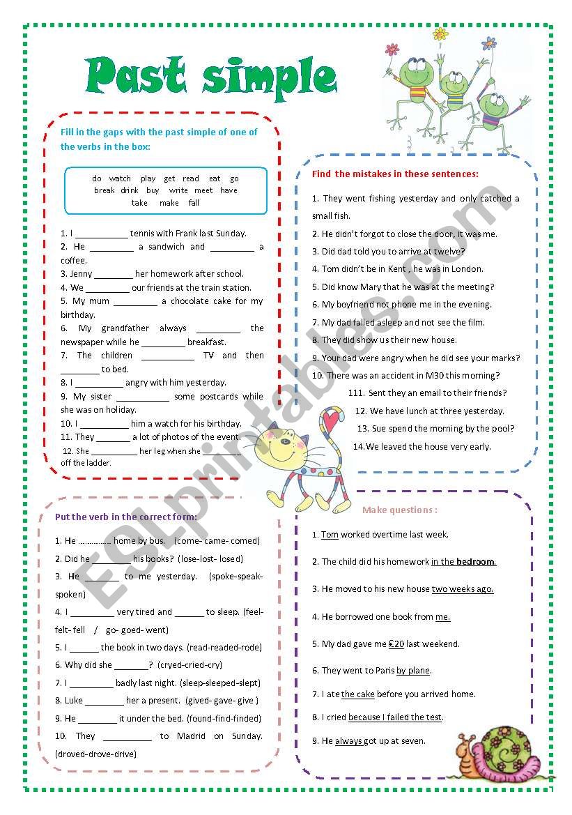 Past simple worksheet