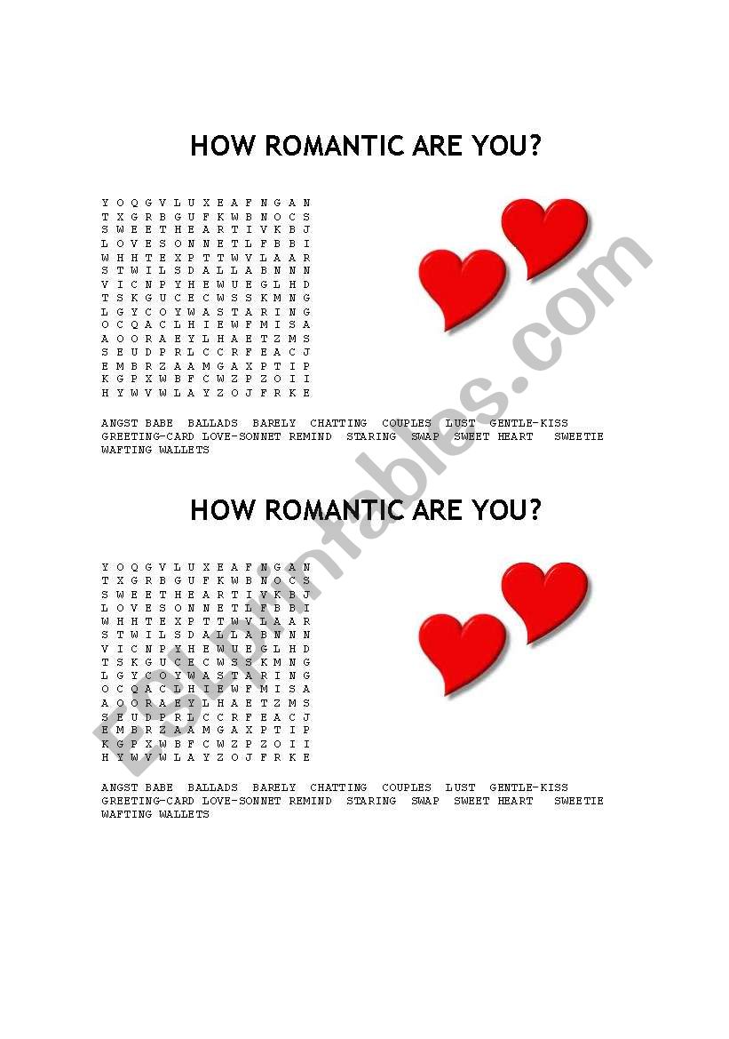HOW ROMANTIC ARE YOU? worksheet