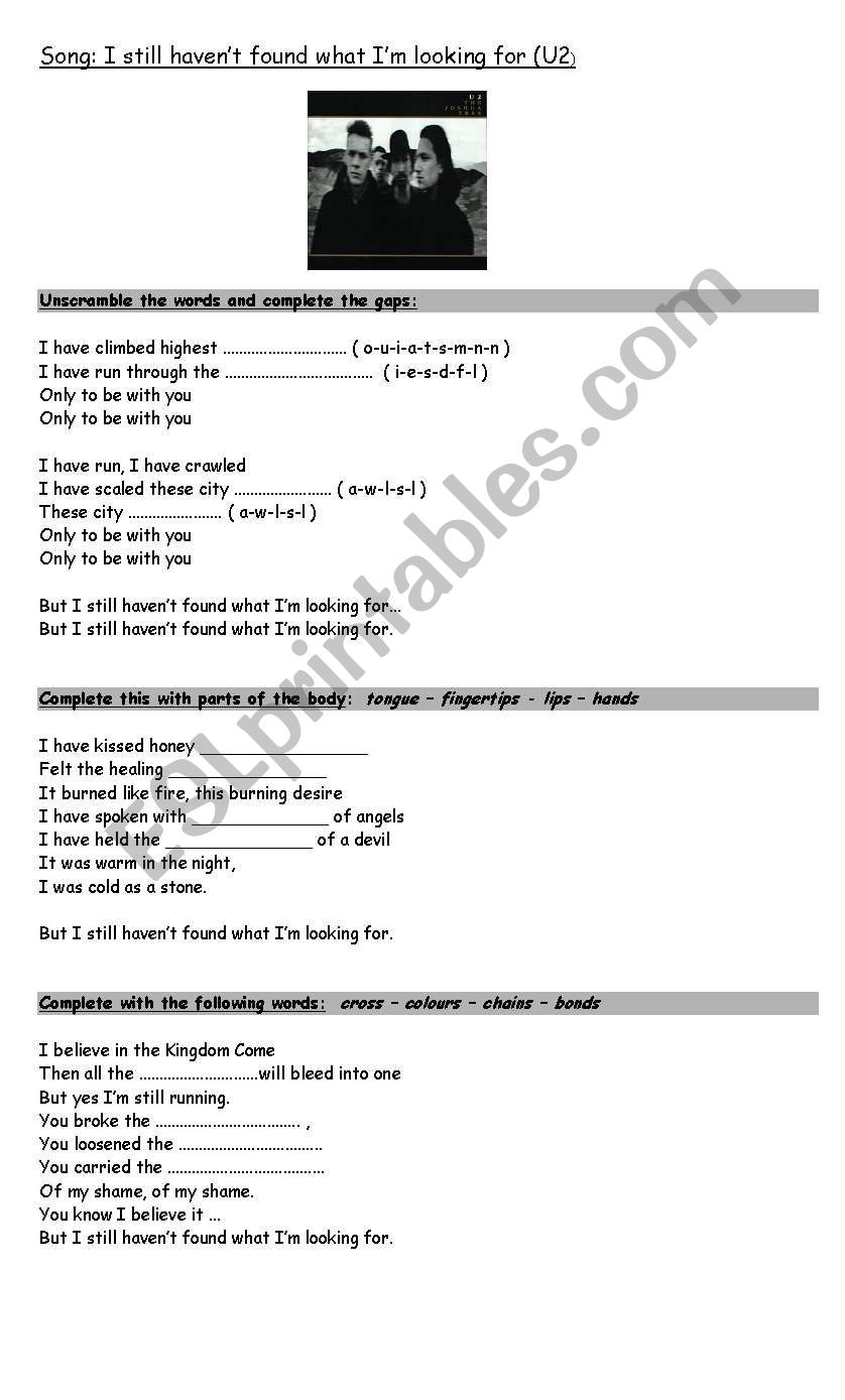 song: I Still HavenÂ´t Found What IÂ´m Looking for (U2)