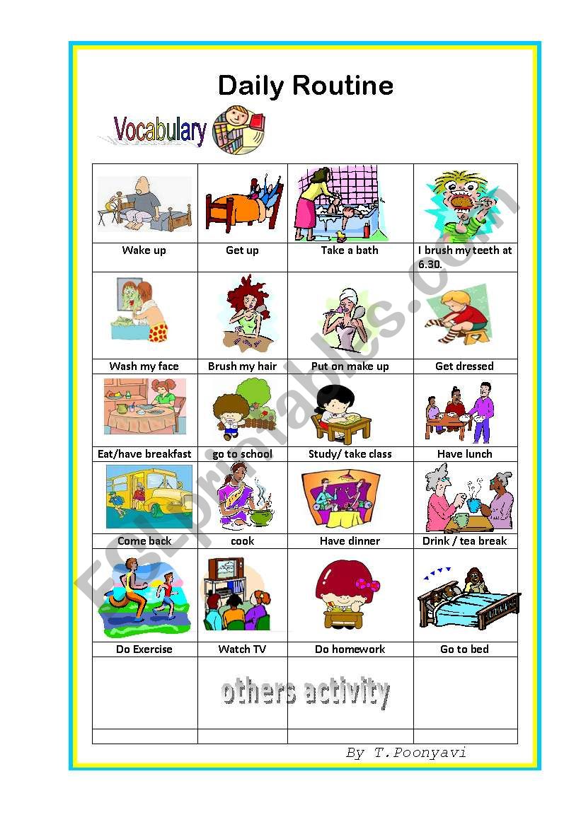 Daily routines worksheet