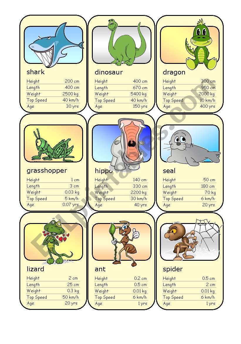 Animal Card Game (1) worksheet