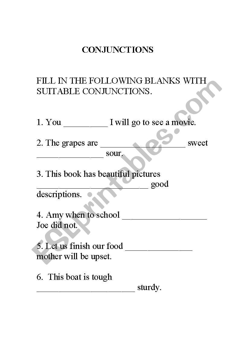 Conjunctions worksheet