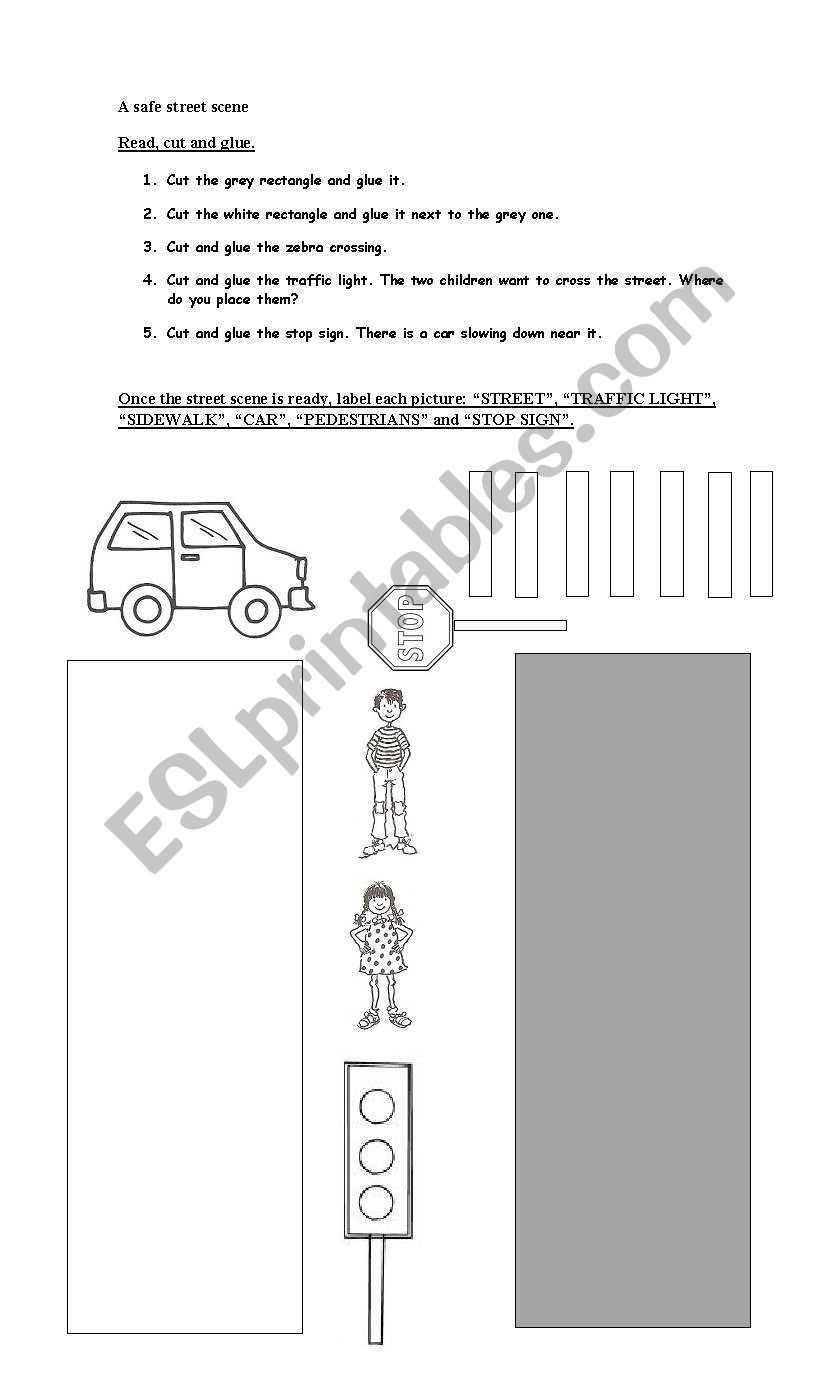 A safe street scene worksheet