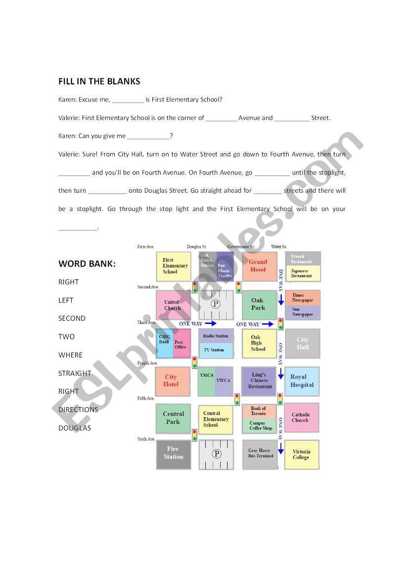 Directions Fill in the Blank worksheet