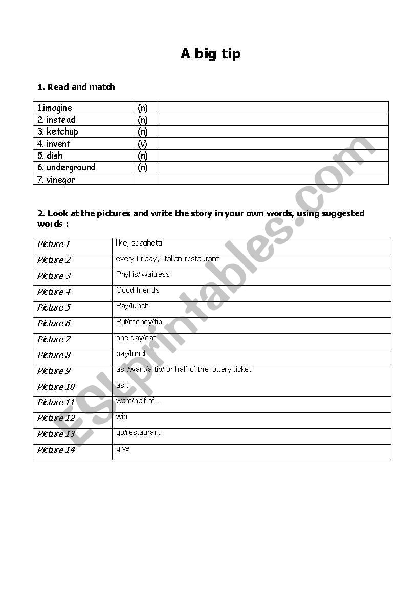 a big tip worksheet