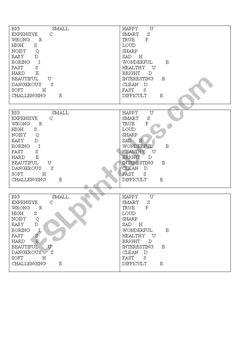 adjective-antonyms worksheet