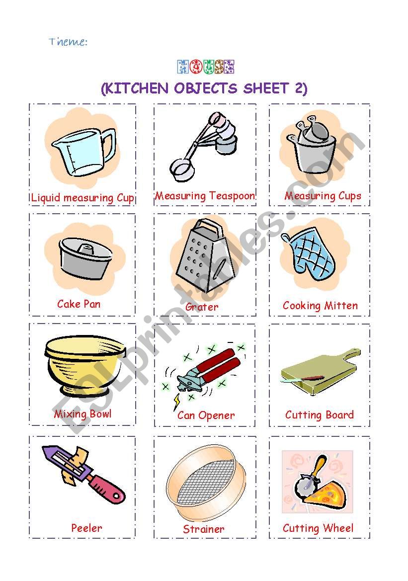 kitchen Objects 2 worksheet