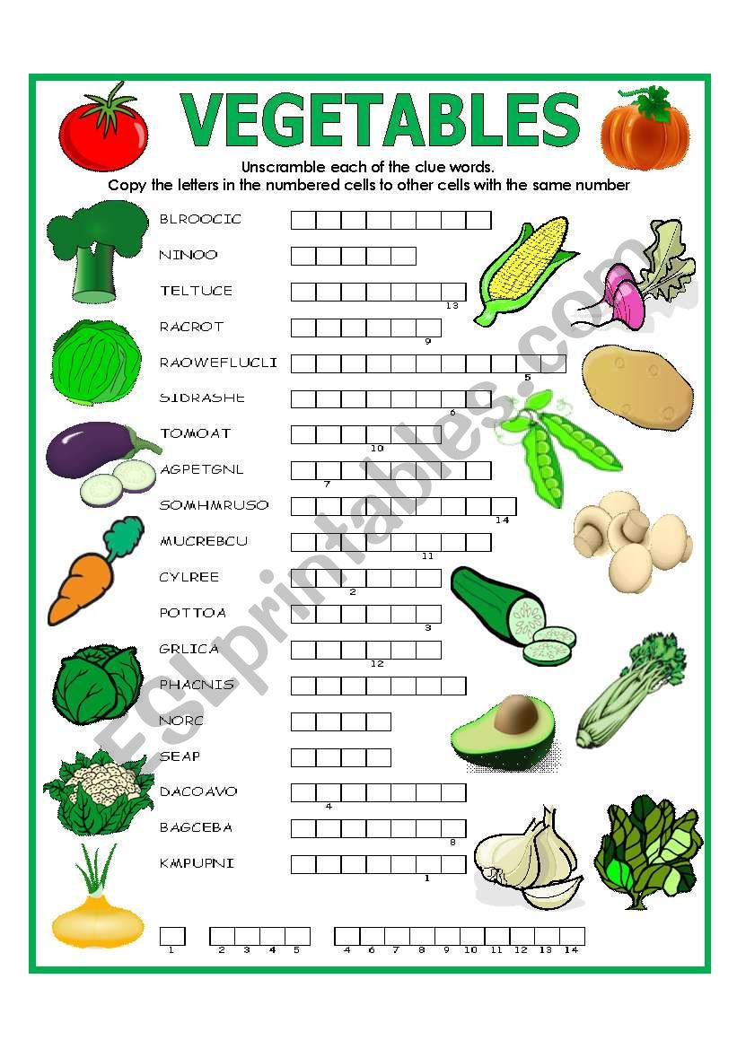 double puzzle (vegetables) + key