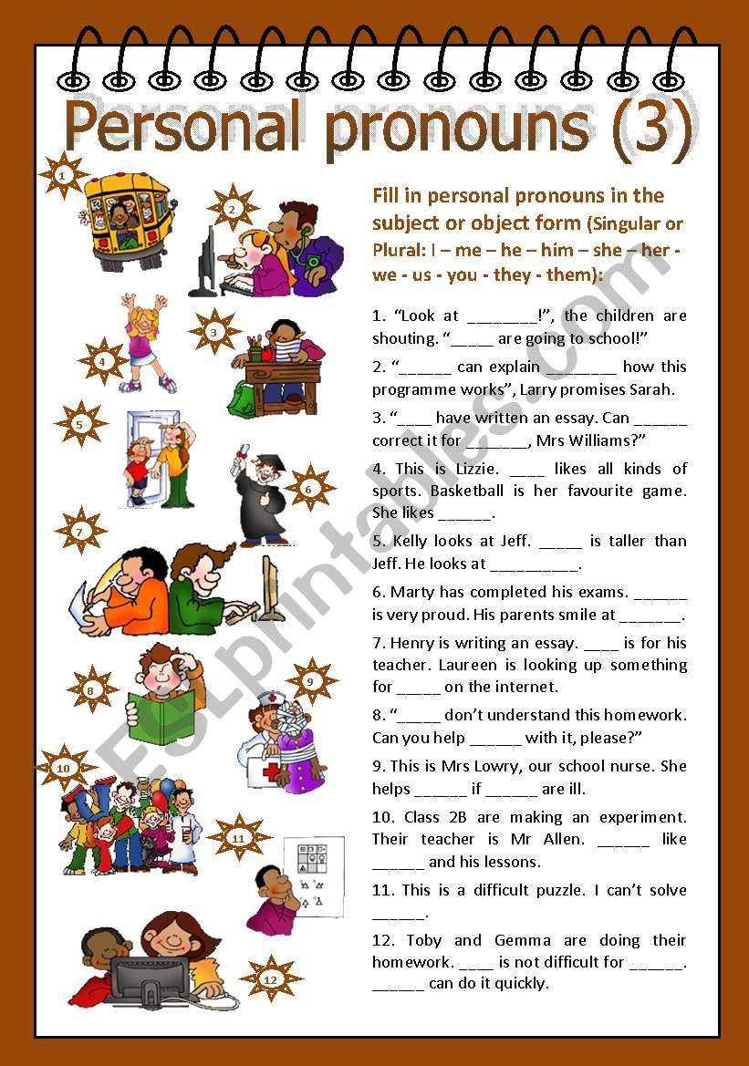 Personal pronouns 3 worksheet