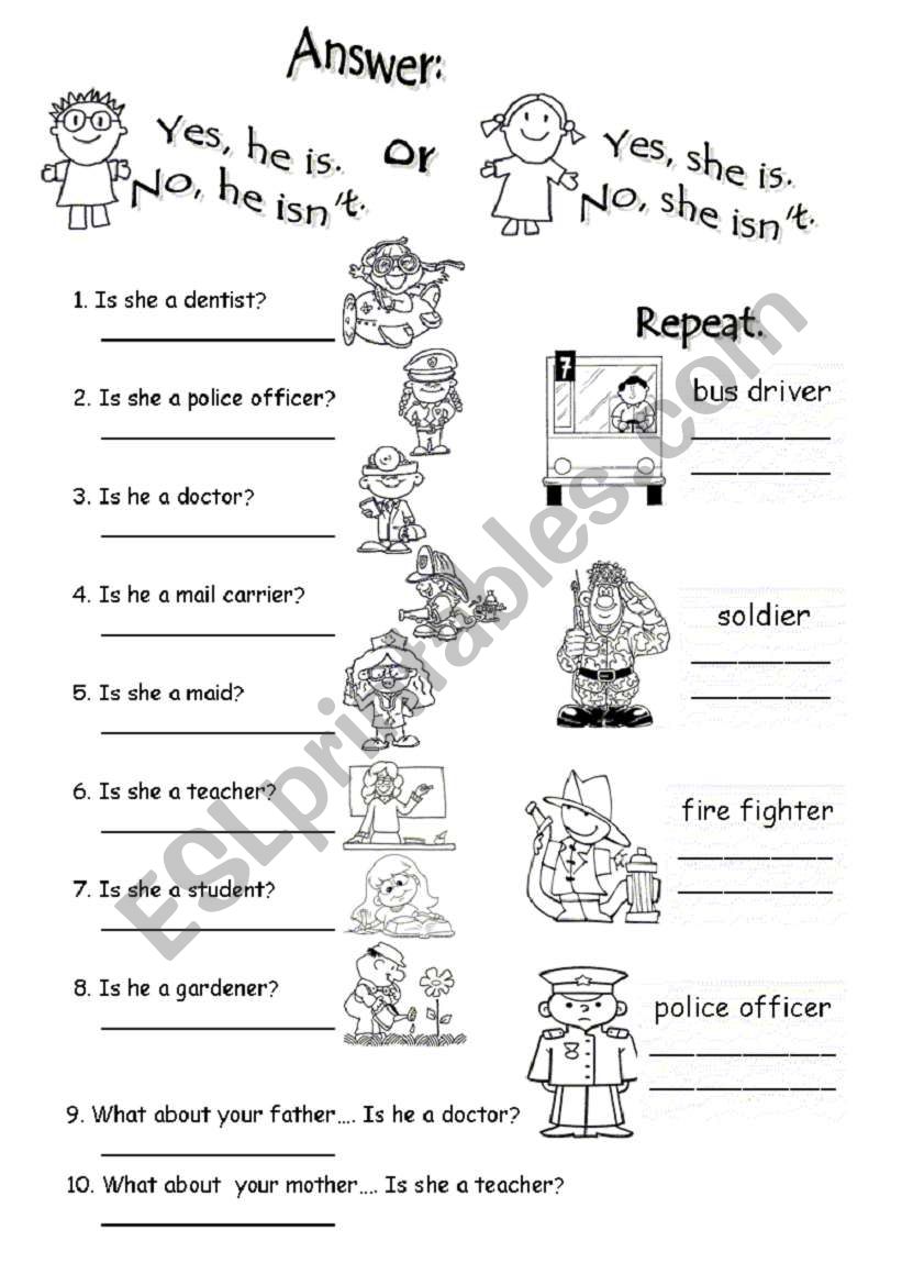 IS HE/SHE A DOCTOR? worksheet