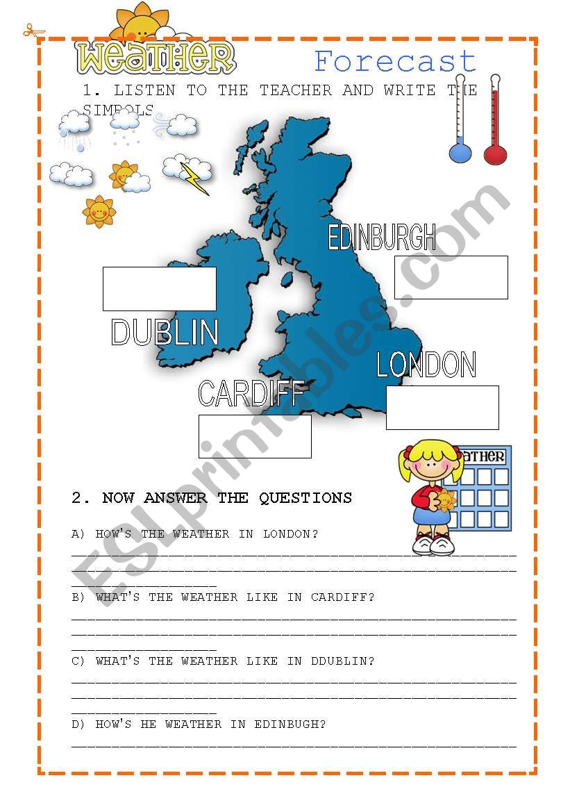 weather forecast  worksheet