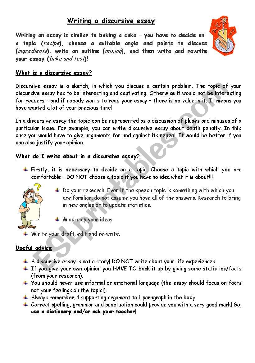 writing a discurcive essay worksheet