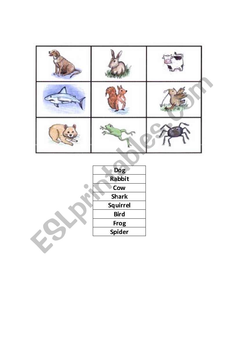 Animals Flashcards worksheet