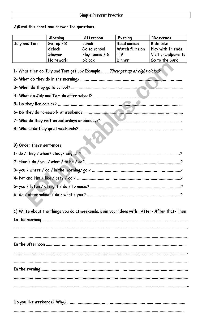 Simple Present Practice- Routines