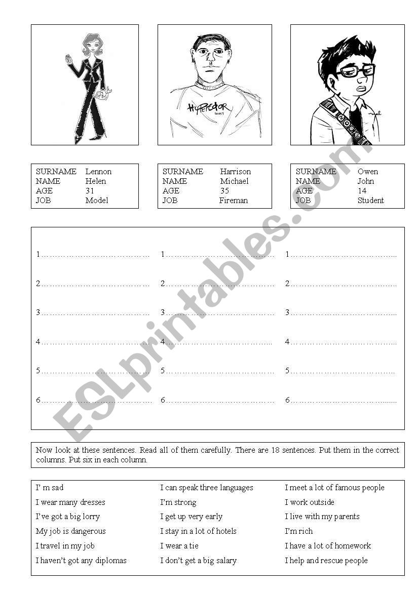 Who am I? worksheet