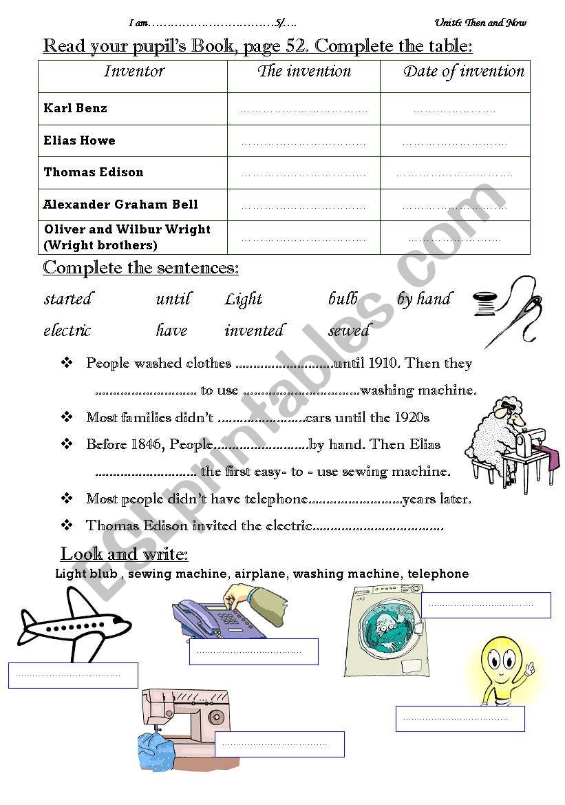 invetations worksheet