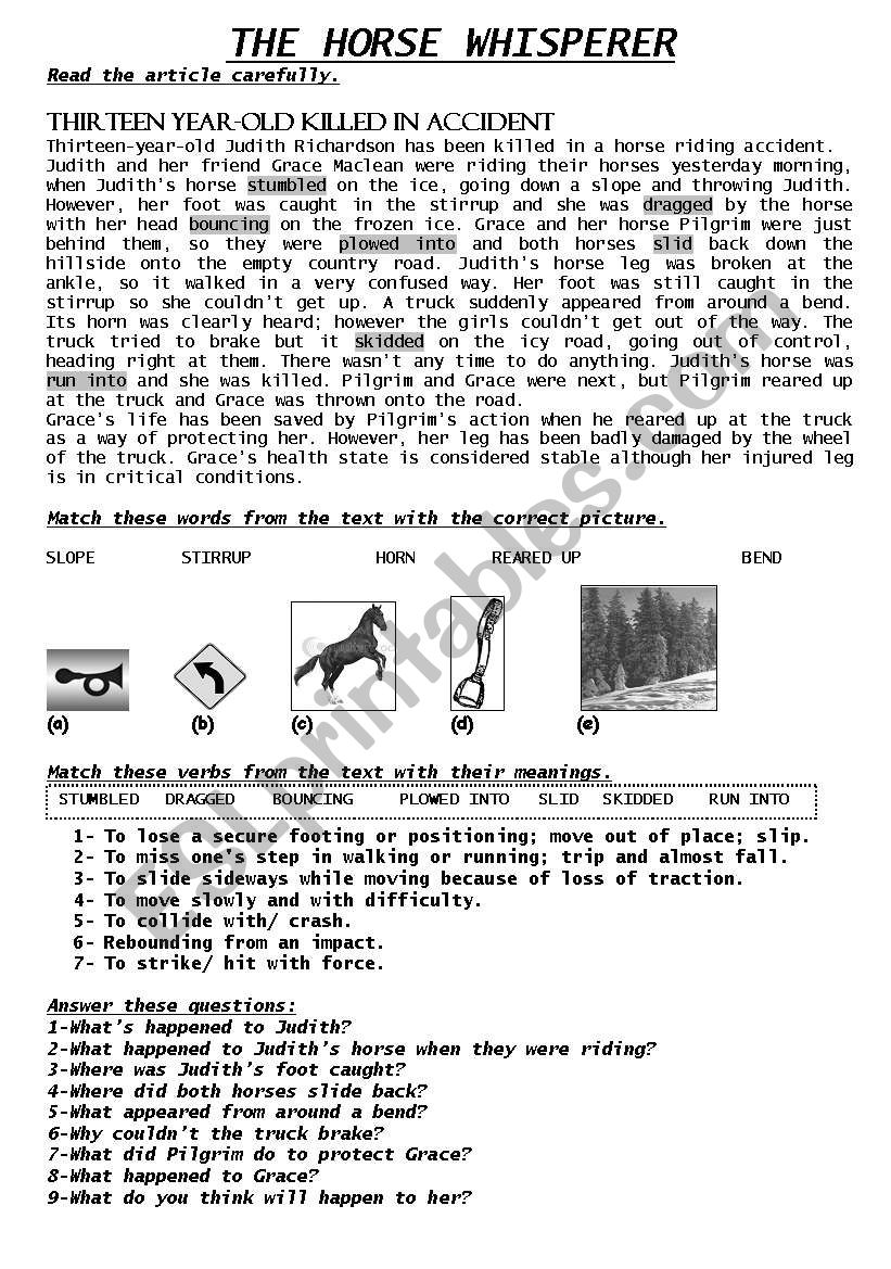 THE HORSE WHISPERER MOVIE/PASSIVE VOICE ACTIVITY