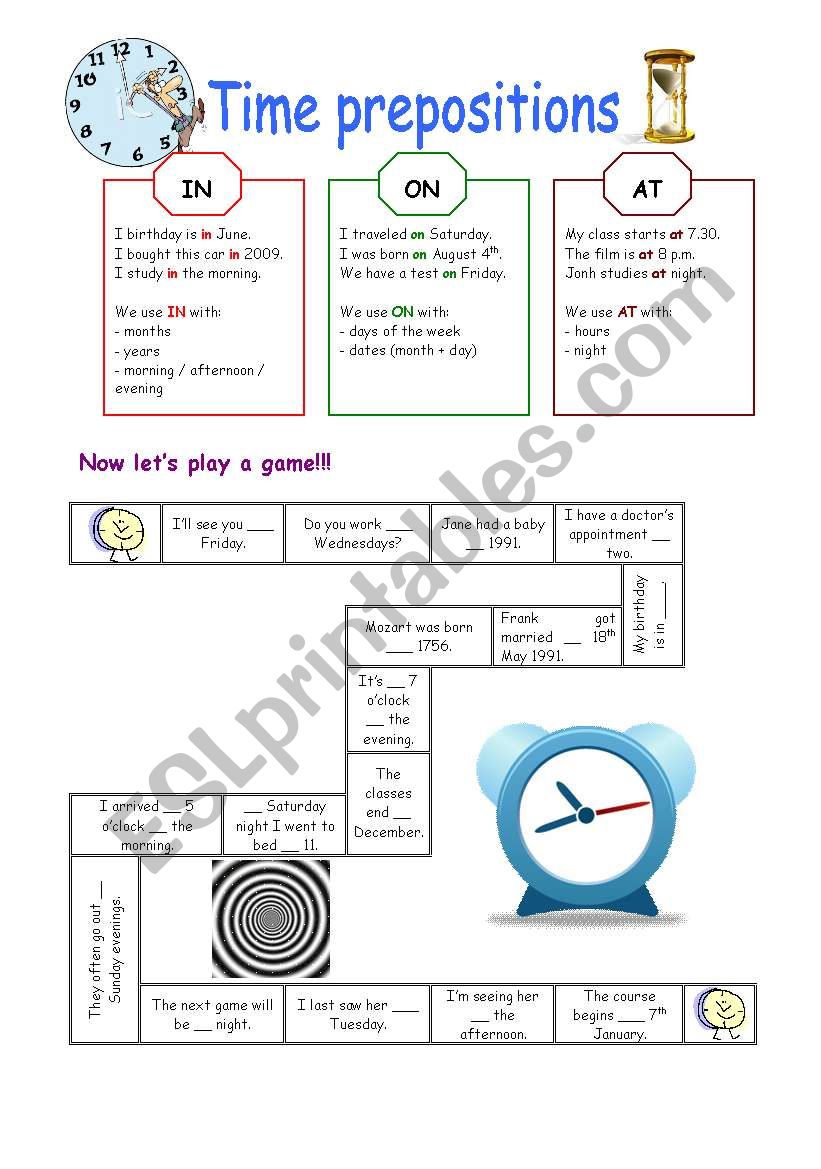 Time Prepositions worksheet