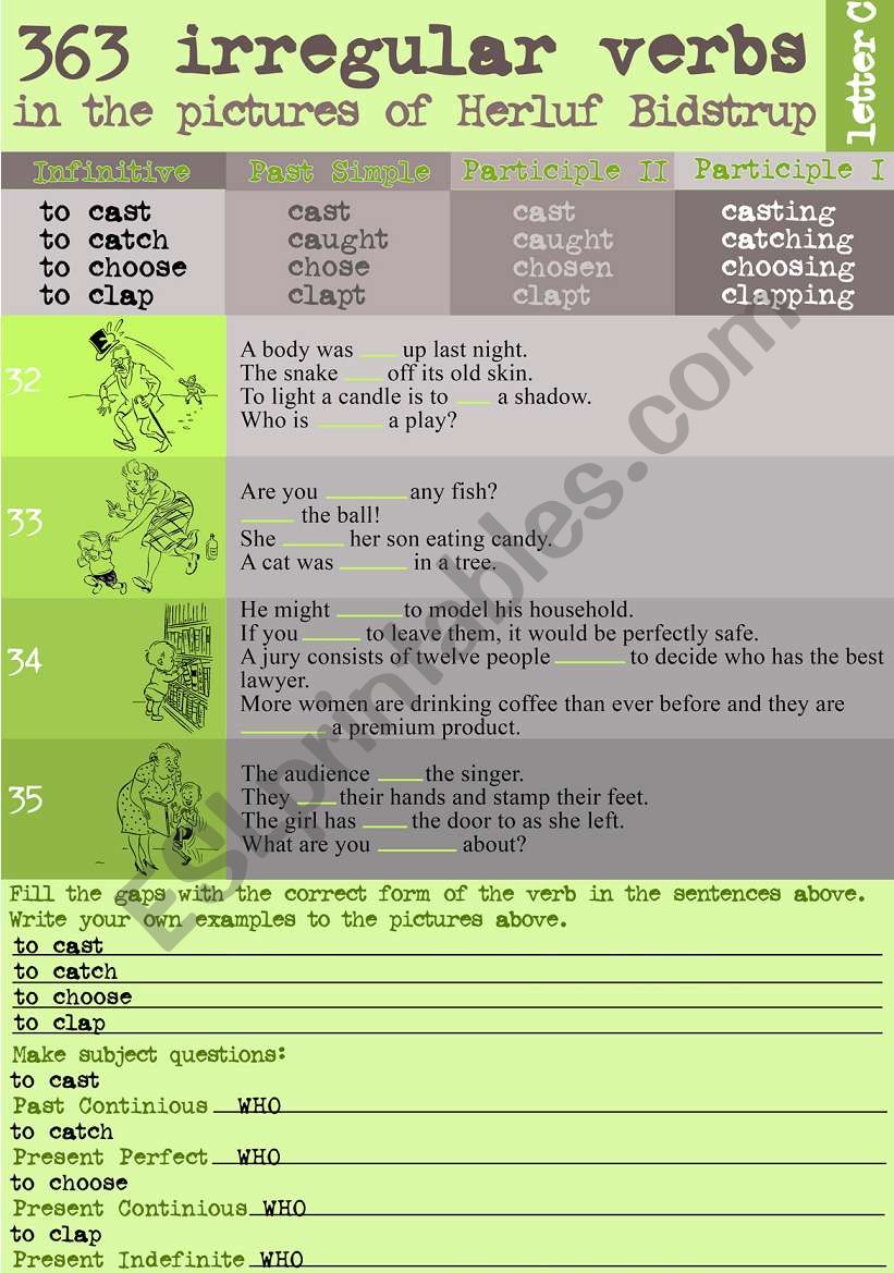 363 Irregular verbs in the pictures of Herluf Bidstrup