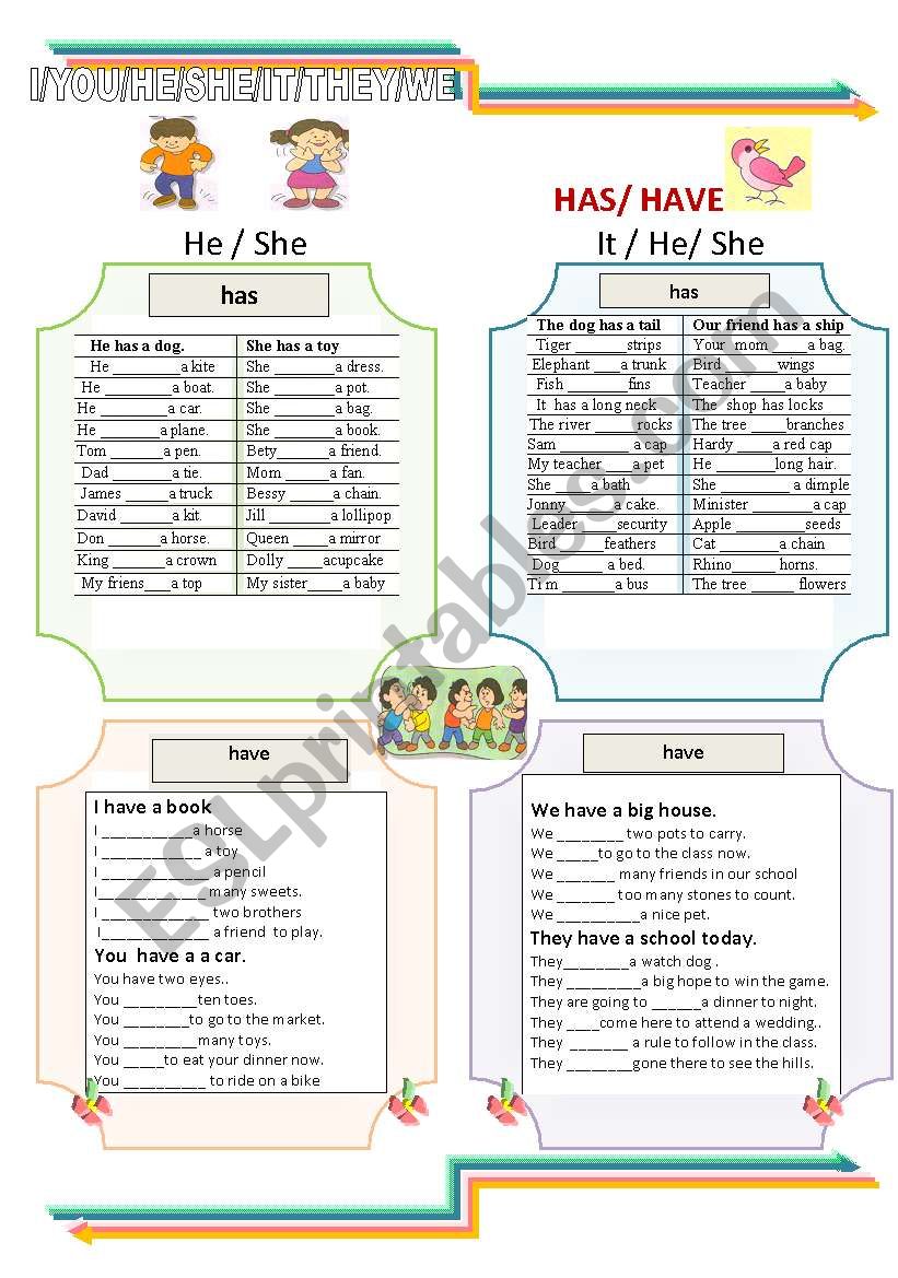 HAS/HAVE worksheet