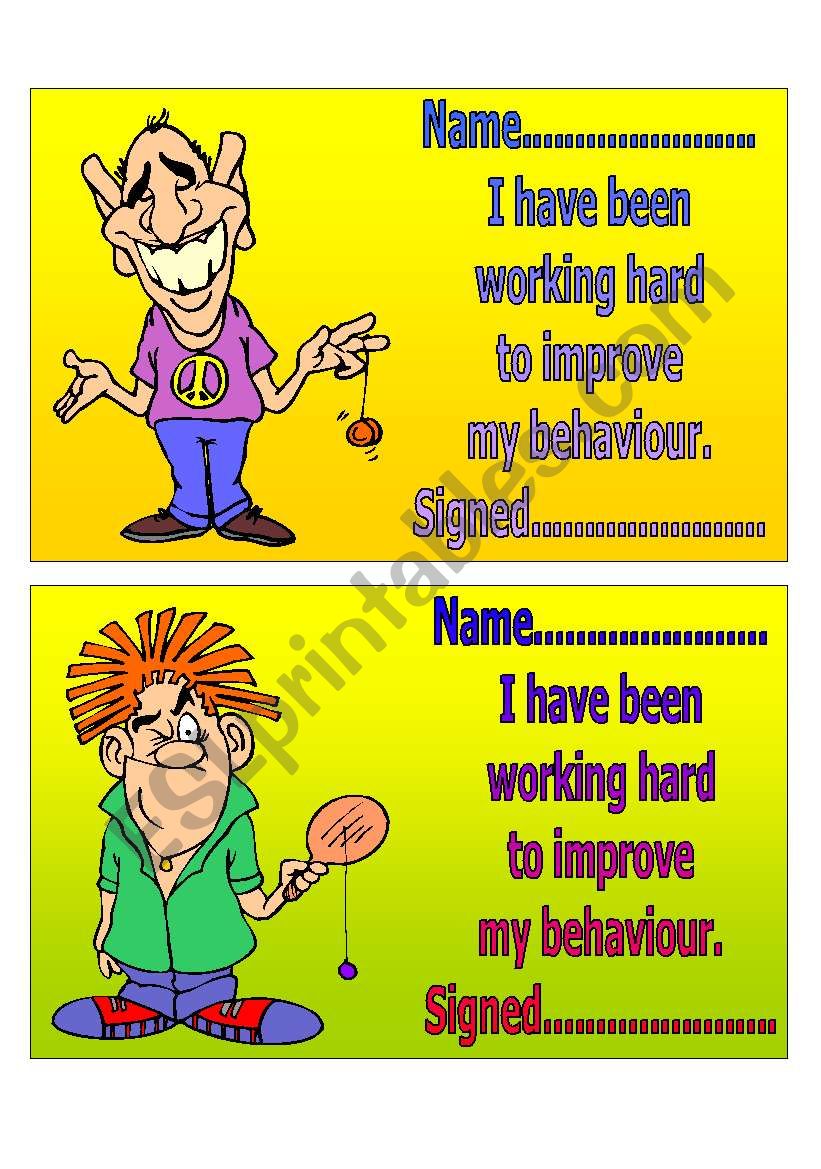 BEHAVIOUR worksheet