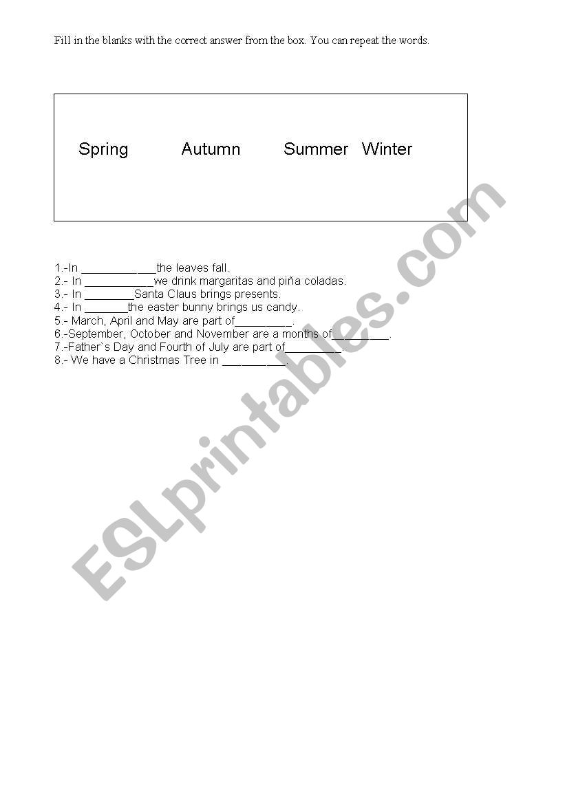 Seasons worksheet