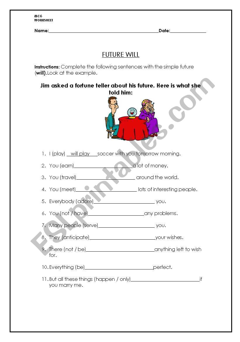 Future will worksheet