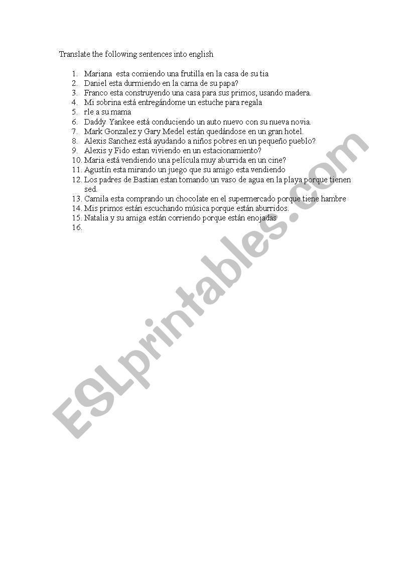 Present continuous worksheet