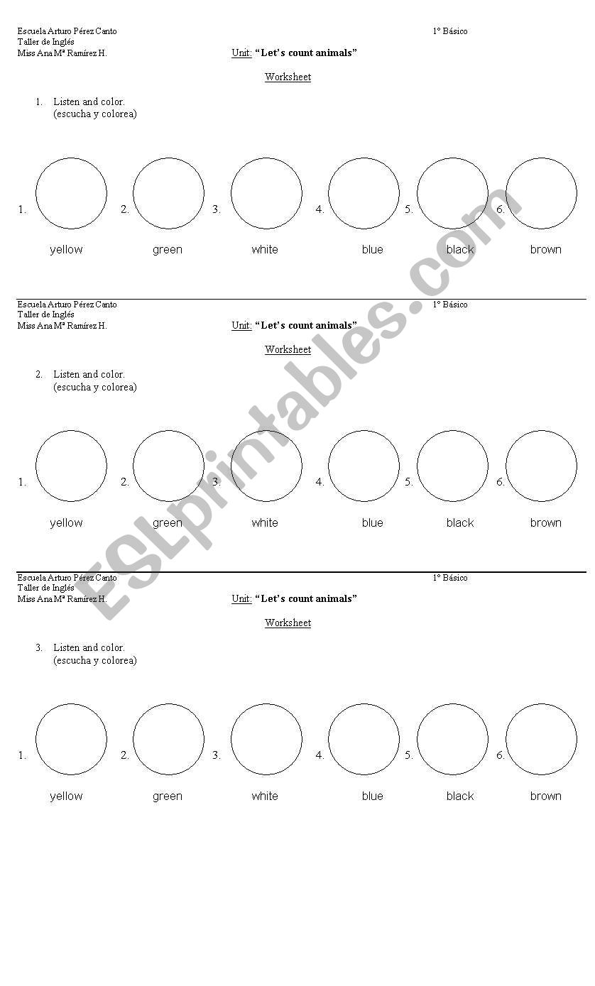 colours worksheet