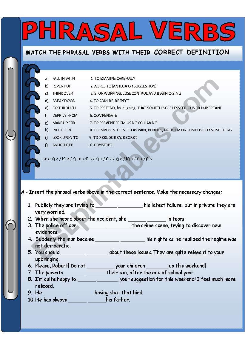 PHRASAL VERBS worksheet