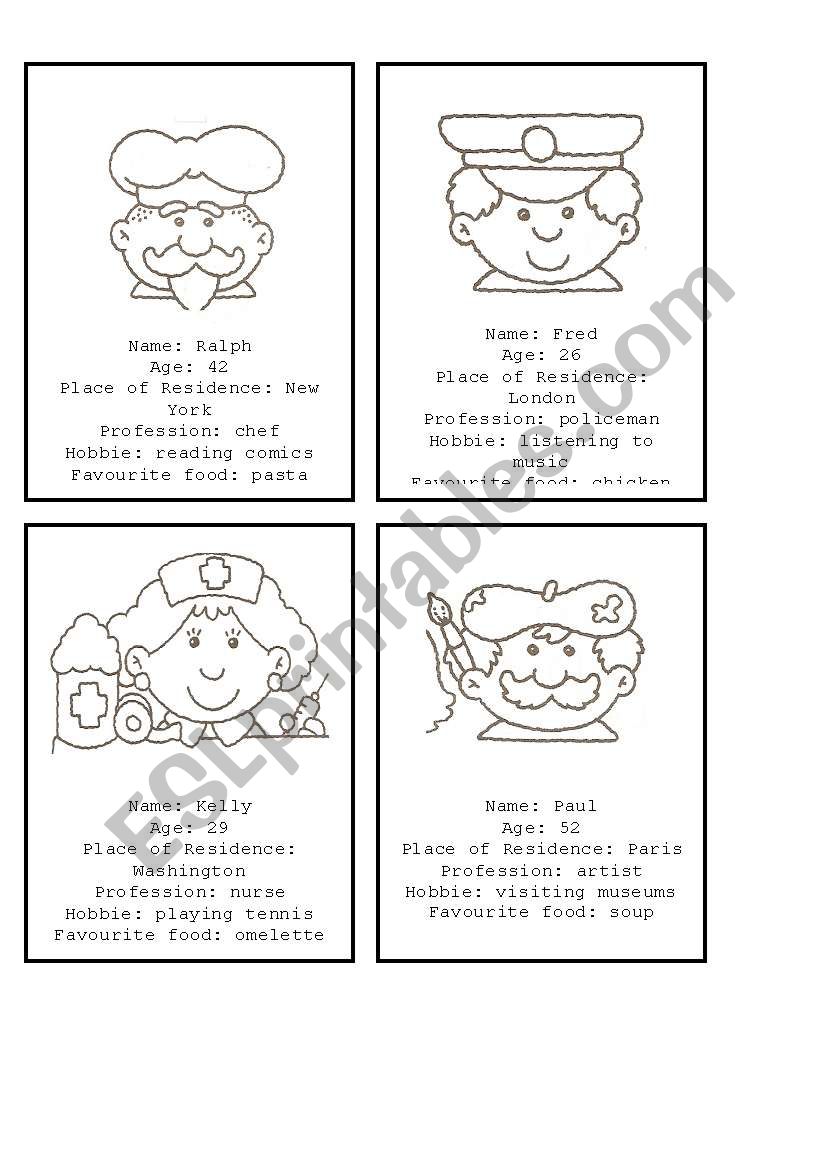 WhoÂ´s Who Game - set 1 worksheet