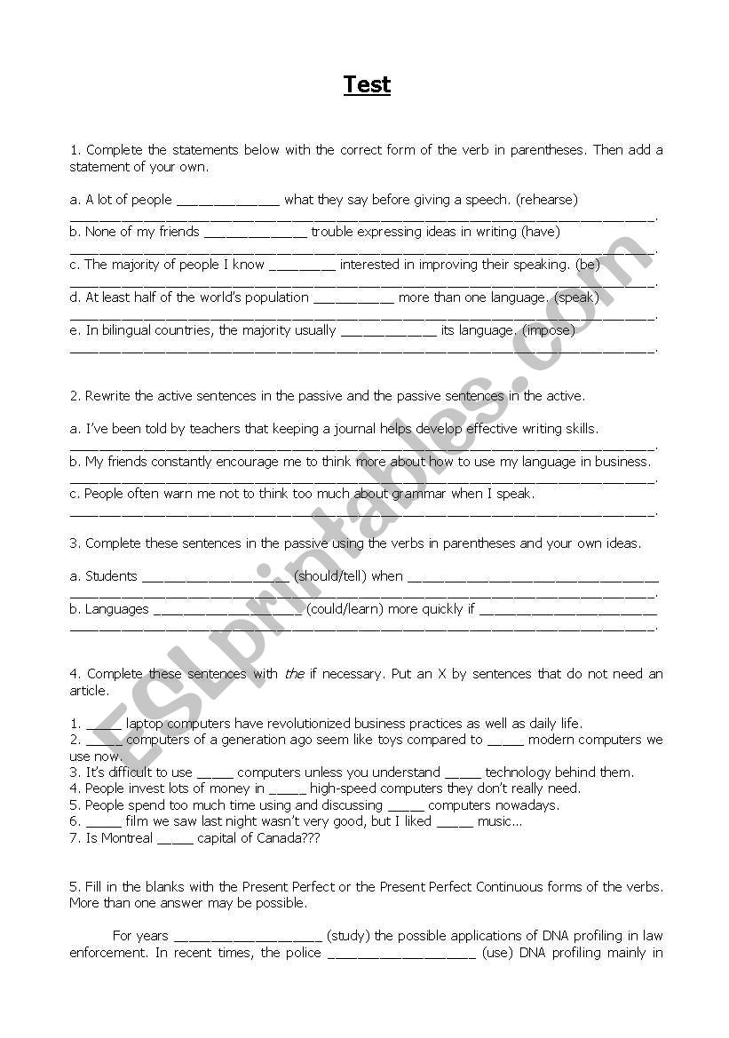Test worksheet