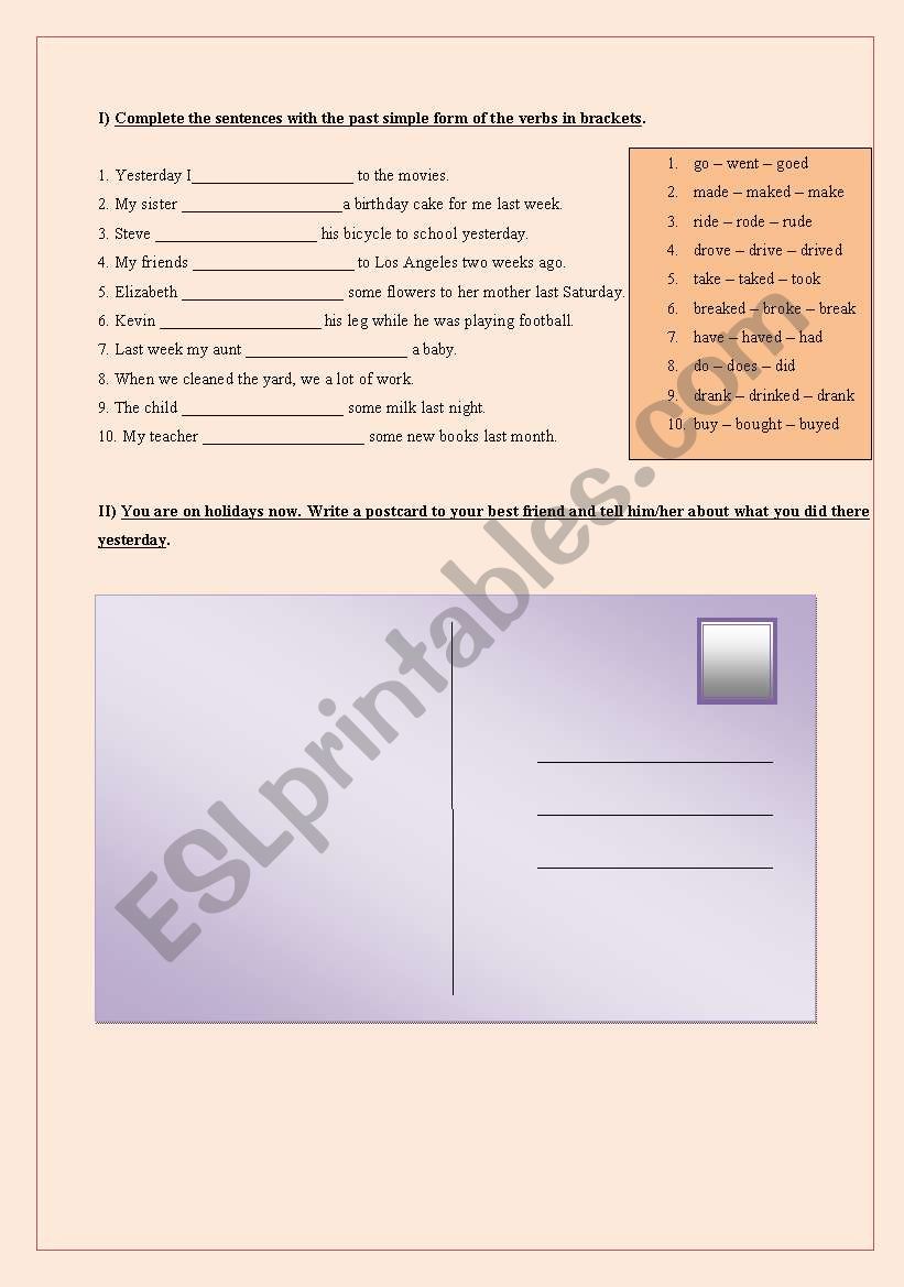 PAST SIMPLE - REVISION worksheet
